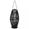 Suport de lum&acirc;nări suspendat tip felinar, negru, 60 cm, bambus