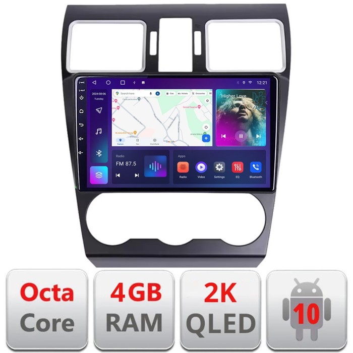 Navigatie Subaru Forester XV QLED 2K Octa core 4+32 DSP 360 Optic FHD internet gps radio carplay android auto kit-062-2019+EDT-E409-2K CarStore Techno