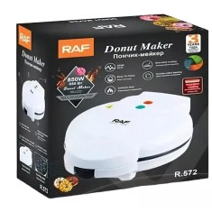 Aparat pentru facut gogosi RAF, 850 W, 7 mini gogosi, indicator luminos, Alb