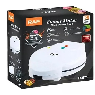 Aparat pentru facut gogosi RAF, 850 W, 7 mini gogosi, indicator luminos, Alb foto