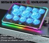 Cooler Laptop Gaming RGB/Suport 9 Trepte de Ajustare, Compatibilitate 10-21 inch, 13 Ventilatoare Puternice si Silentioase, Ecran LCD, Suport Telefon