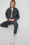 Levi&#039;s geacă din denim femei, culoarea gri, de tranziție