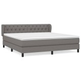 Cumpara ieftin Pat continental cu saltea, gri inchis, 160x200 cm, tesatura