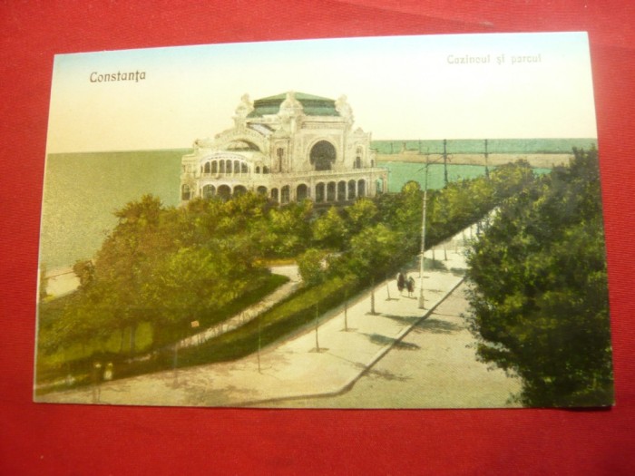 Ilustrata Constanta - Cazinoul si Parcul , interbelica , color