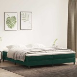 vidaXL Pat cu arcuri fără saltea verde &icirc;nchis 200x210 cm catifea 3315846