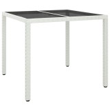 Cumpara ieftin Masa gradina, alb, 90x90x75 cm, sticla securizata si poliratan