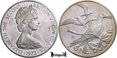 1973, 1 Dollar - Elisabeta a II-a - Insulele Virgine - Teritoriile Britanice foto