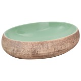 Lavoar de blat, verde si maro, 59x40x15 cm, ceramica, oval
