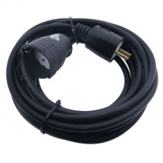 Cablu prelungitor, lungime 10m, pentru alimentare electrica, cu stecher si cupla cauciucate, material bachelita, negru
