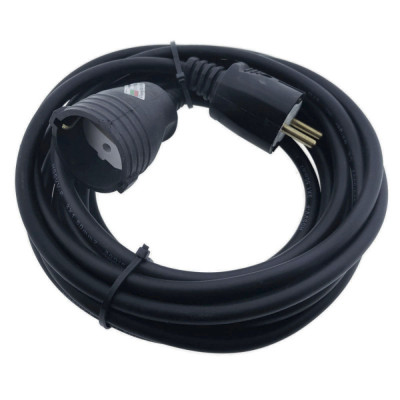 Cablu prelungitor, lungime 10m, pentru alimentare electrica, cu stecher si cupla cauciucate, material bachelita, negru foto