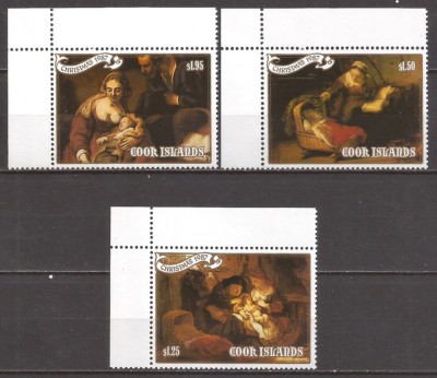 COOK ISLANDS 1987 PICTURA CRACIUN REMBRANDT ( serie dantelata ) MNH foto