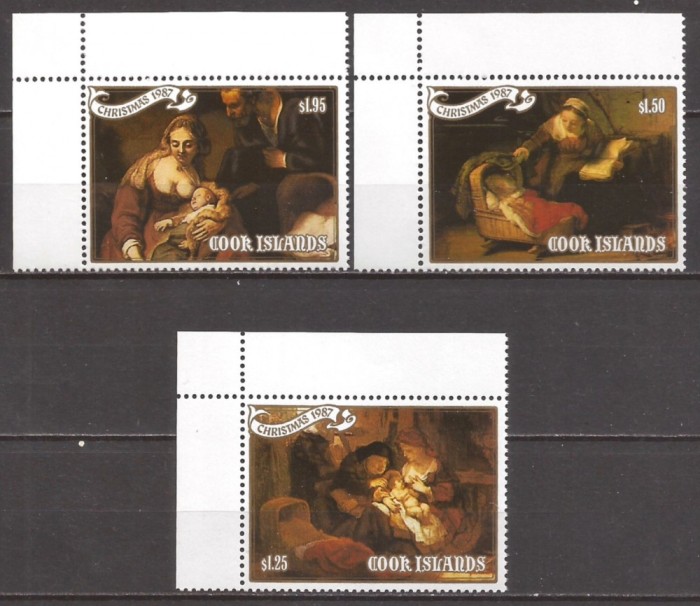 COOK ISLANDS 1987 PICTURA CRACIUN REMBRANDT ( serie dantelata ) MNH