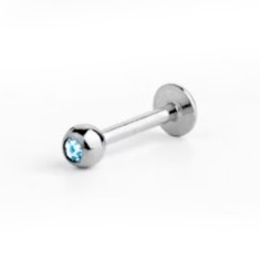 Piercing Ureche Labret - 1.2x8x3 - argintiu piatră albastră
