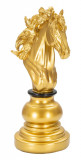 Statueta decorativa / Piesa de sah Cal, Gold Horse, Mauro Ferretti, 14 x 11 x 27 cm, polirasina, auriu/negru