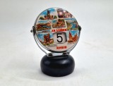 calendar de birou perpetuu prin baculare metal postament din lemn vtg pe frumosul Rin Germania