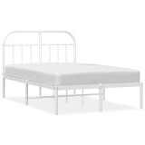Cumpara ieftin Cadru de pat metalic cu tablie, alb, 135x190 cm