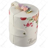 Cutie bijuterii rotunda din piele ecologica 14&times;17 CM Flower