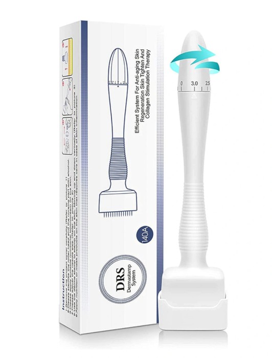 Derma Stamp 140 Ace din Titanium, Reglabil 0.3 - 3mm, Microneedle, pentru Barbă și Scalp