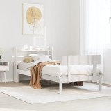 VidaXL Cadru pat fără saltea, alb, 90x190 cm, lemn masiv de pin