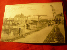 Ilustrata Olanda 1900 - Podul mobil Rijswijk ,circ. la Bucuresti foto