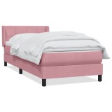 Cumpara ieftin Pat box spring cu saltea, roz, 80x220 cm, catifea