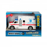 Masina de ambulanta cu lumini si sunete Maxx Wheels, 1:20, Alb