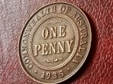 One 1 penny 1935 Australia, stare aUNC/UNC- [poze], Australia si Oceania, Cupru (arama)