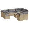 Set canapele de gradina, 13 piese, cu perne, bej, poliratan