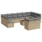 Set canapele de gradina, 13 piese, cu perne, bej, poliratan