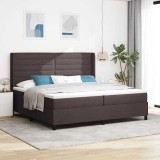 Cumpara ieftin Pat cu arc LED cu saltea Maro inchis 200 x 200 cm tesatura