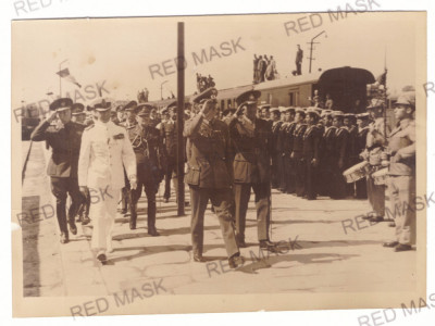 2602 - CONSTANTA Gara, German leader &amp;amp; ANTONESCU (18/13 cm) old Press Photo 1942 foto