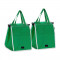 Set 2 genti tip cos pentru cumparaturi, Verk Group, cu agatatori, verde, 25x38x35 cm