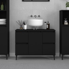 vidaXL Dulap de chiuvetă, negru, 80x33x60 cm, lemn prelucrat 821277