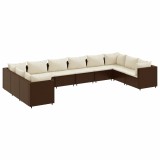 Cumpara ieftin Set mobilier de gradina cu perne, 10 piese, maro, poliratan