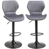 Set 2 scaune bar, inaltime reglabila, imitatie catifea HOMCOM | Aosom Romania