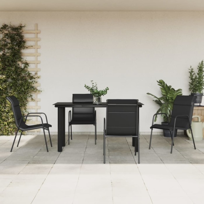 Gossi set mobilier de gradina, 5 piese, negru, otel si textilena