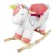 Balansoar pentru bebelusi, Unicorn, lemn + plus, roz+alb, 52 cm