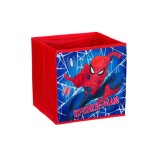 Cutie Evolium pentru depozitare jucarii cu imprimeu SpiderMan, 25 x 25 x 25 cm, material textil, Multicolor