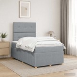 Cumpara ieftin Pat boxspring cu saltea Gri deschis 120 x 190 cm Tesatura