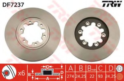 Disc frana FORD RANGER (ER, EQ) (1998 - 2006) TRW DF7237 foto