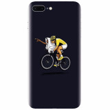 Husa silicon pentru Apple Iphone 7 Plus, ET Riding Bike Funny Illustration