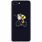 Husa silicon pentru Apple Iphone 7 Plus, ET Riding Bike Funny Illustration