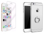 Pachet husa Apple iPhone 7, MyStyle Elegance Luxury 3in1 Ring Silver, folie de sticla gratis