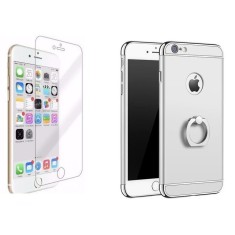 Pachet husa Apple iPhone 7, MyStyle Elegance Luxury 3in1 Ring Silver, folie de sticla gratis