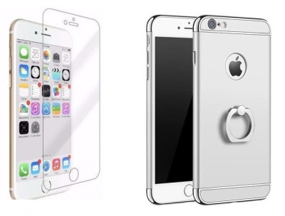Pachet husa compatibila cu Apple iPhone 7+, Luxury Silver Plated cu Inel de sustinere si folie de sticla foto
