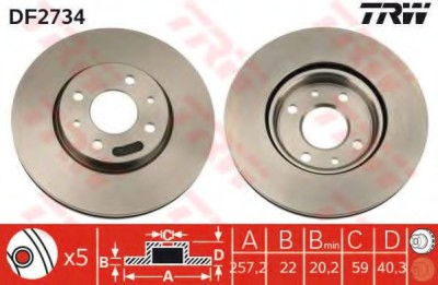 Disc frana FIAT BRAVO II (198) (2006 - 2016) TRW DF2734 foto