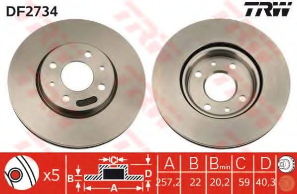 Disc frana FIAT DOBLO Microbus (223, 119) (2001 - 2016) TRW DF2734