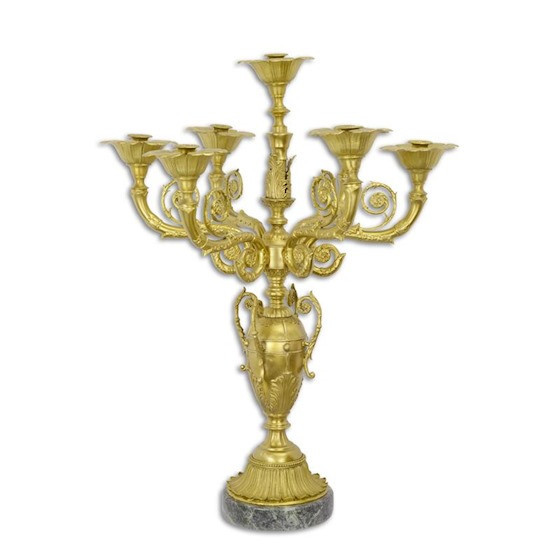 Sfesnic din bronz cu marmura cu sapte brate XX-55