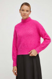 Cumpara ieftin Samsoe Samsoe pulover de l&acirc;nă femei, culoarea roz, light, cu turtleneck