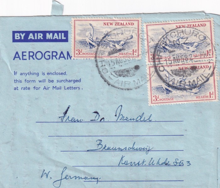 FILATELIE TEMATICA - PLIC NOUA ZEELANDA TEMATICA AVION AVIOANE AVIATIE AIRMAIL AEROGRAMA